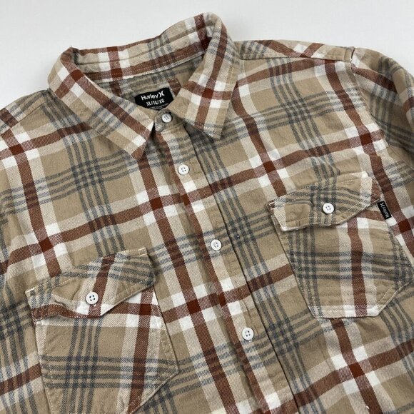 Hurley Flannel Shirt Mens XL Outdoor Utility Pocket Button Up Plaid Long Sleeve - Picture 1 of 10